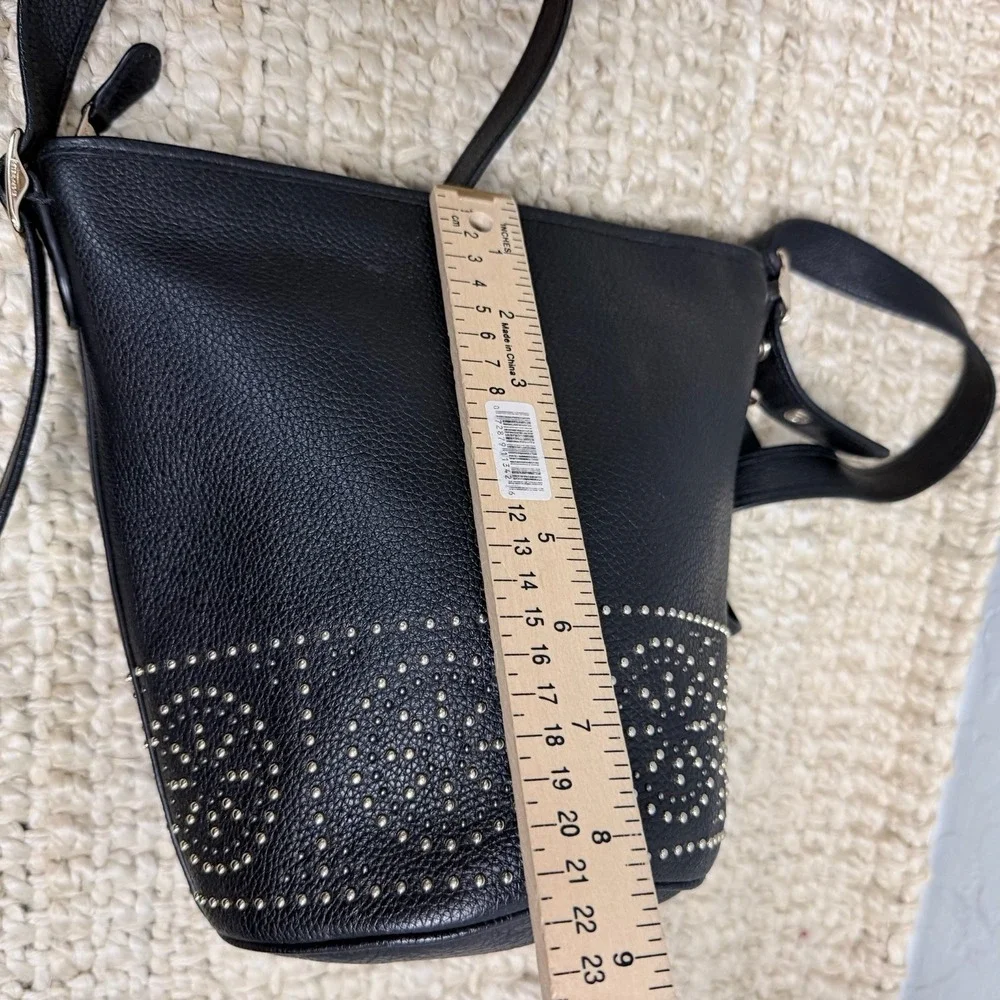 Coach Bleecker Mini Duffle Black Pebbled Leather‎ Studded Crossbody Bag Boho - Picture 10 of 11